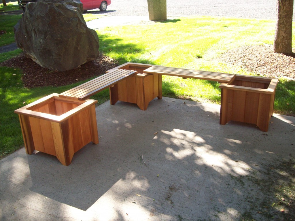 Cedar planter bench